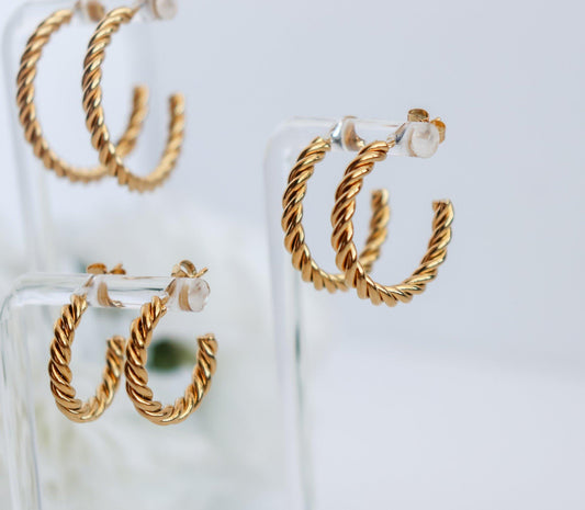 Thin Twisted Hoop Earrings