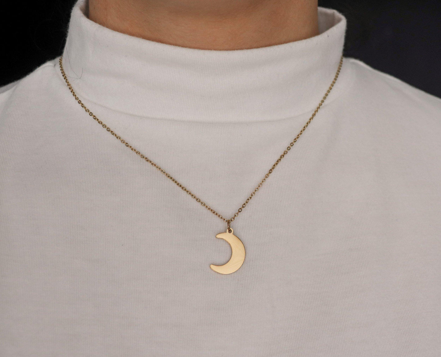 Mini Solid Crescent Moon Necklace