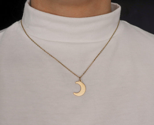 Mini Solid Crescent Moon Necklace