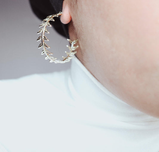 Leaf Vine Hoop Earrings
