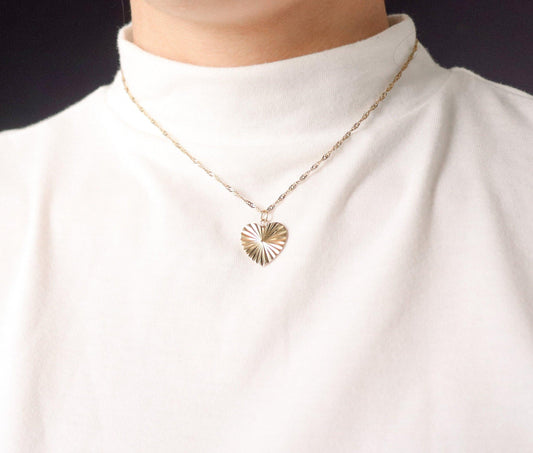 Defined Sunburst Heart Necklace