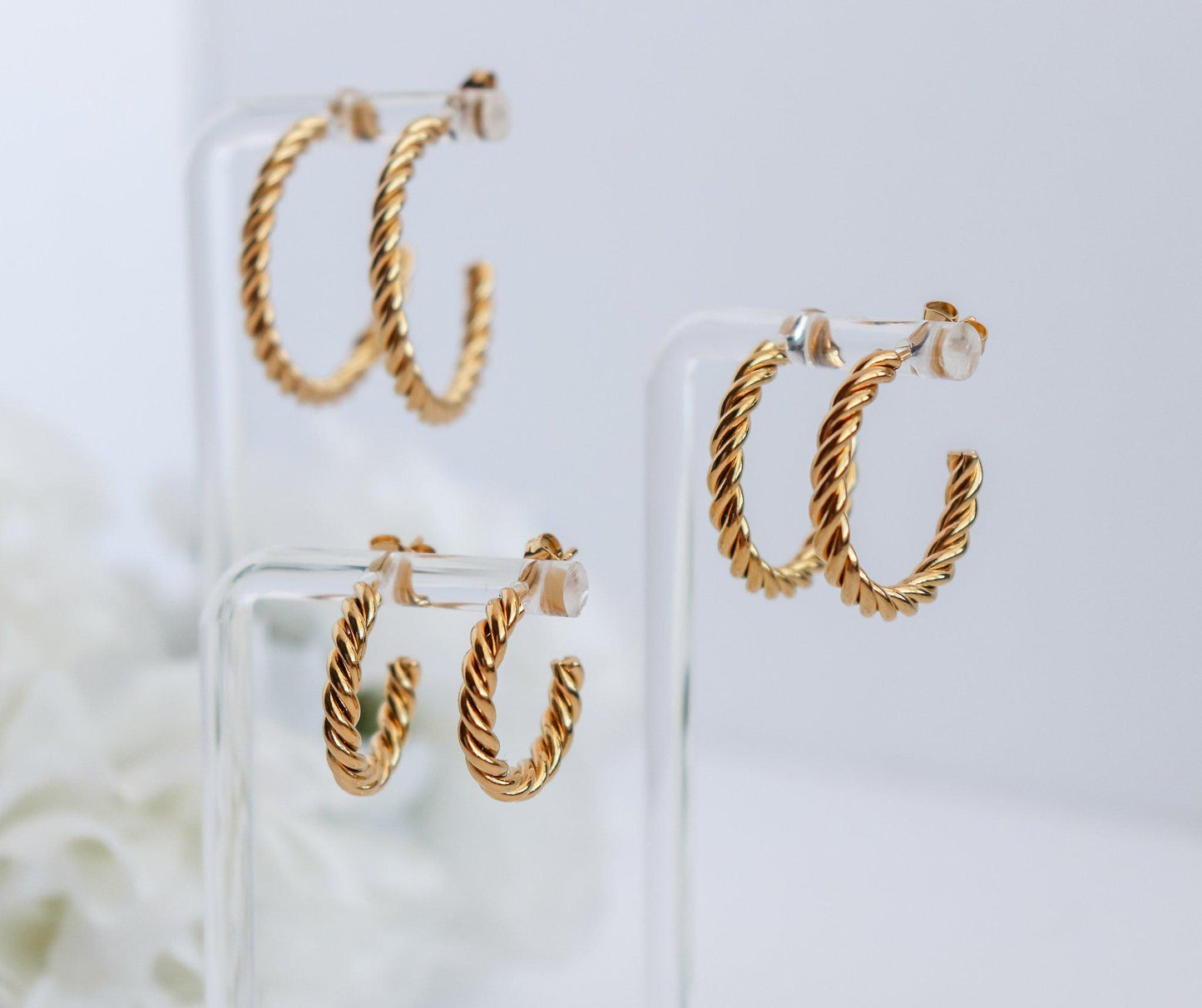 Thin Twisted Hoop Earrings