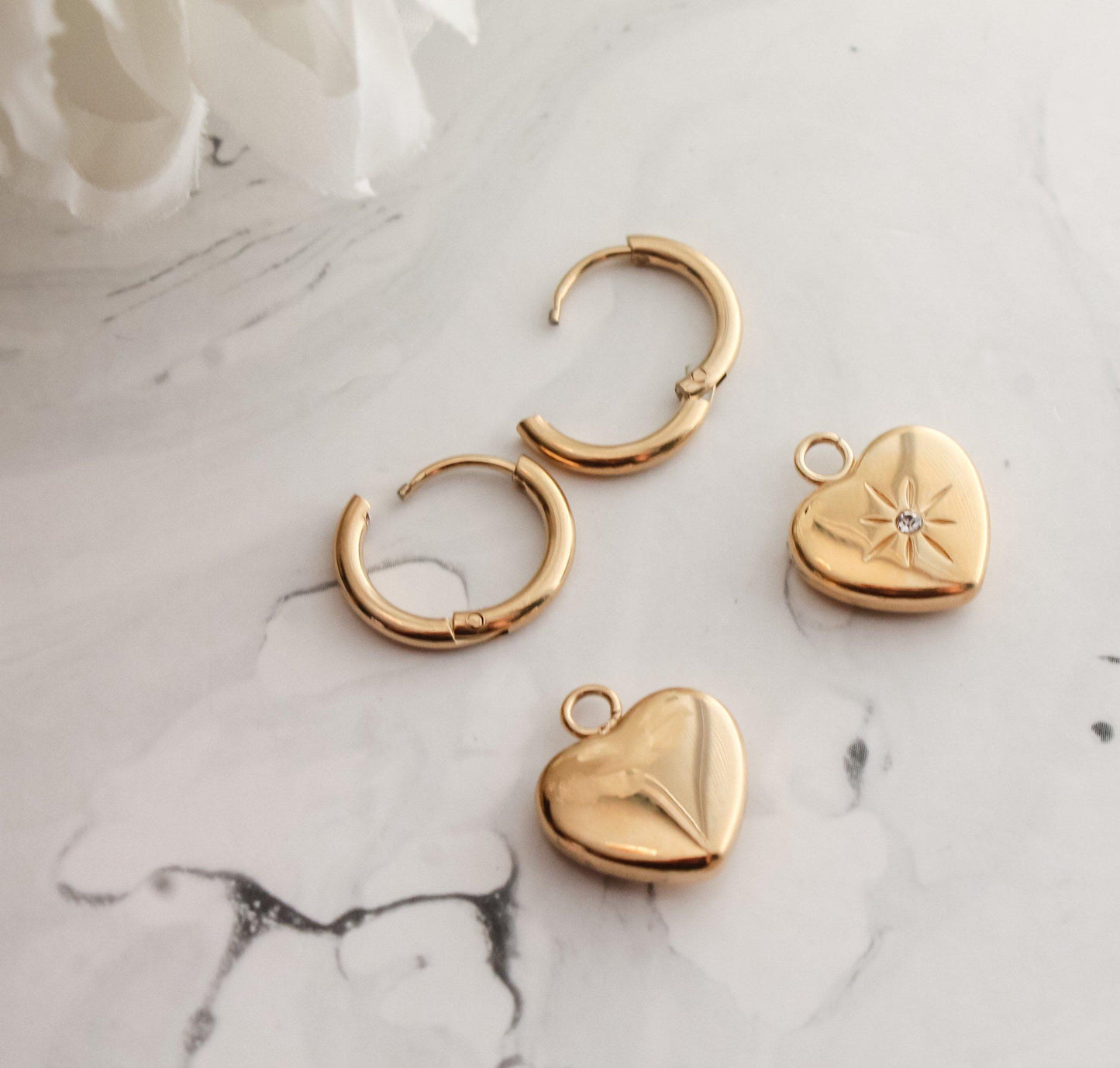 2 in 1 Hoop-Sun Heart Earrings
