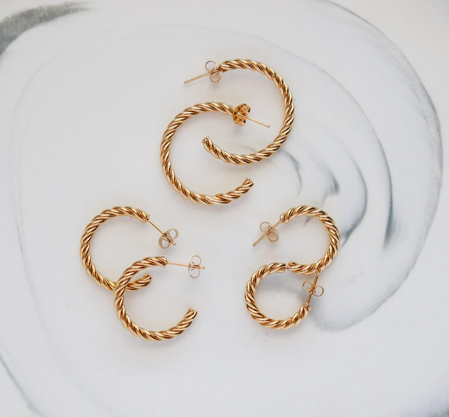 Thin Twisted Hoop Earrings