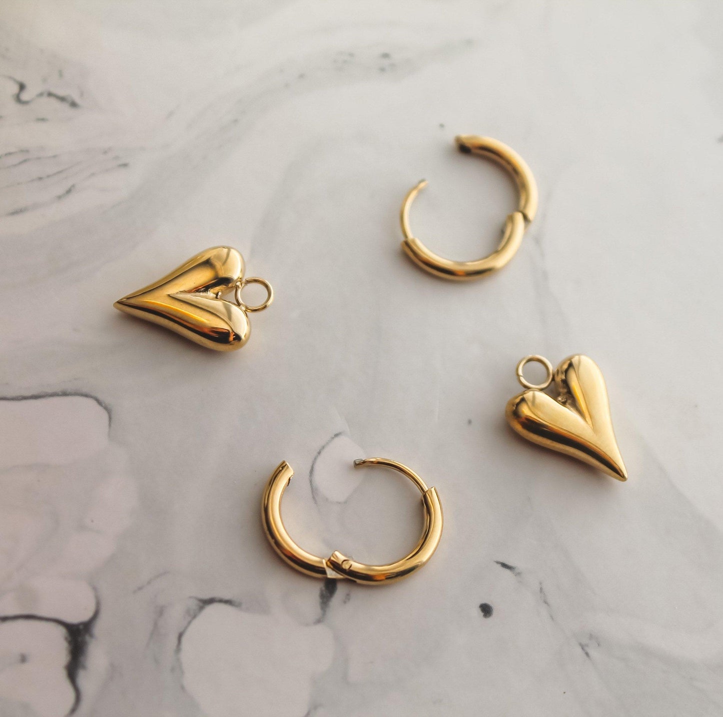 Hoop Dangle Heart Earrings