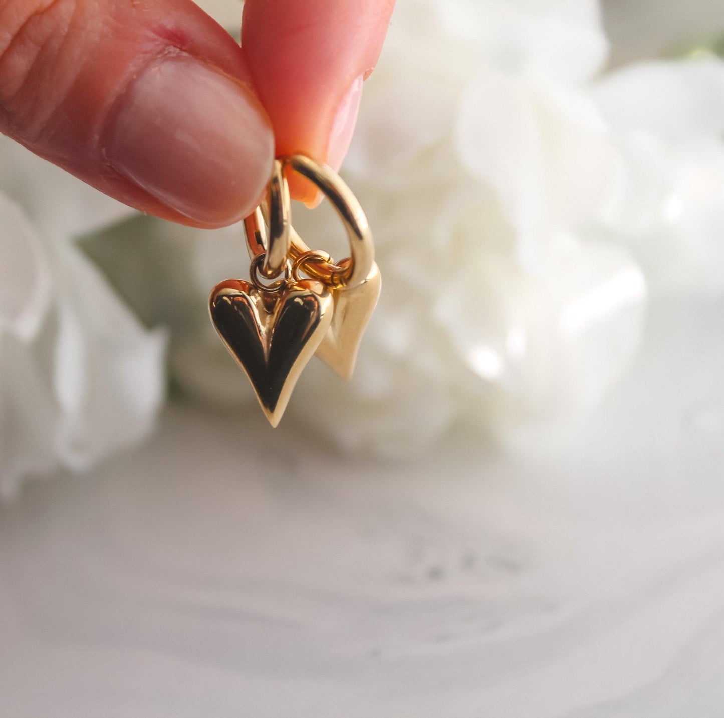 Hoop Dangle Heart Earrings