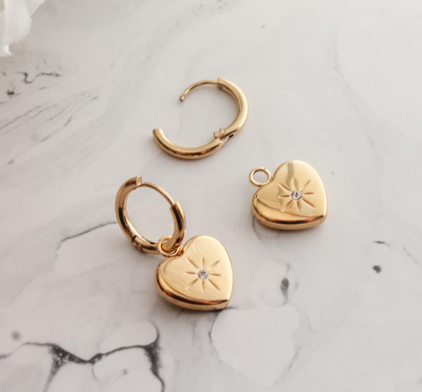 2 in 1 Hoop-Sun Heart Earrings