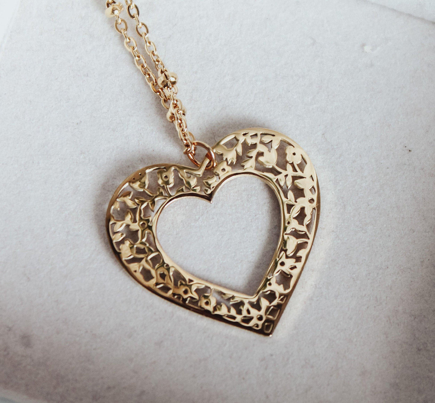 Floral Heart Necklace or Keychain