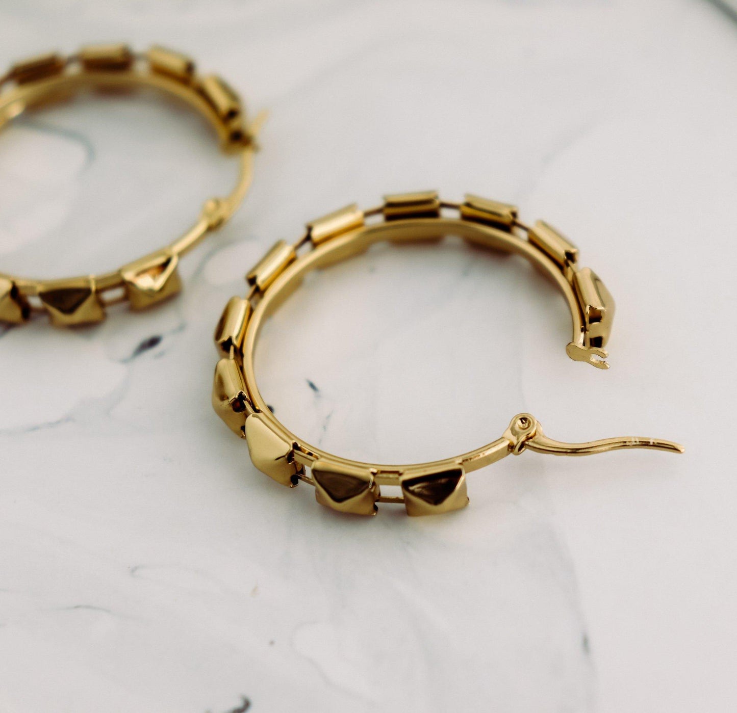 Square Studs Hoop Earrings