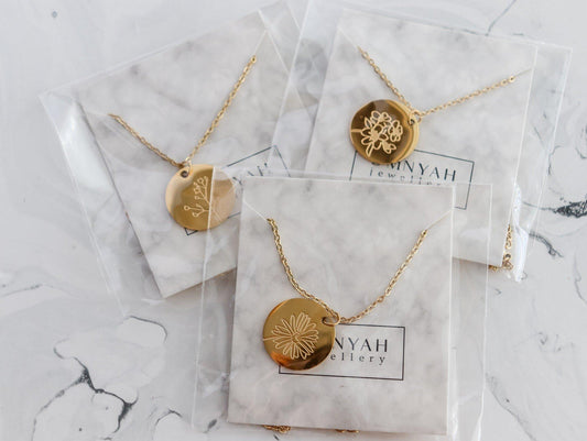 Birth Month Flower Pendant Necklace (Style 3)