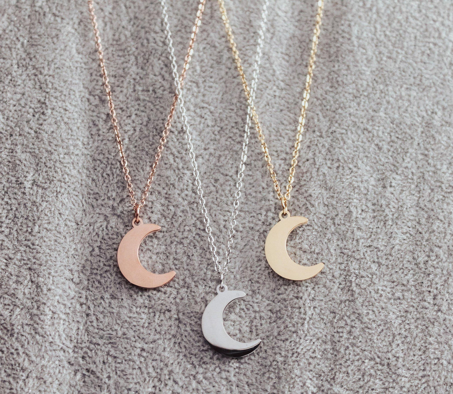 Mini Solid Crescent Moon Necklace