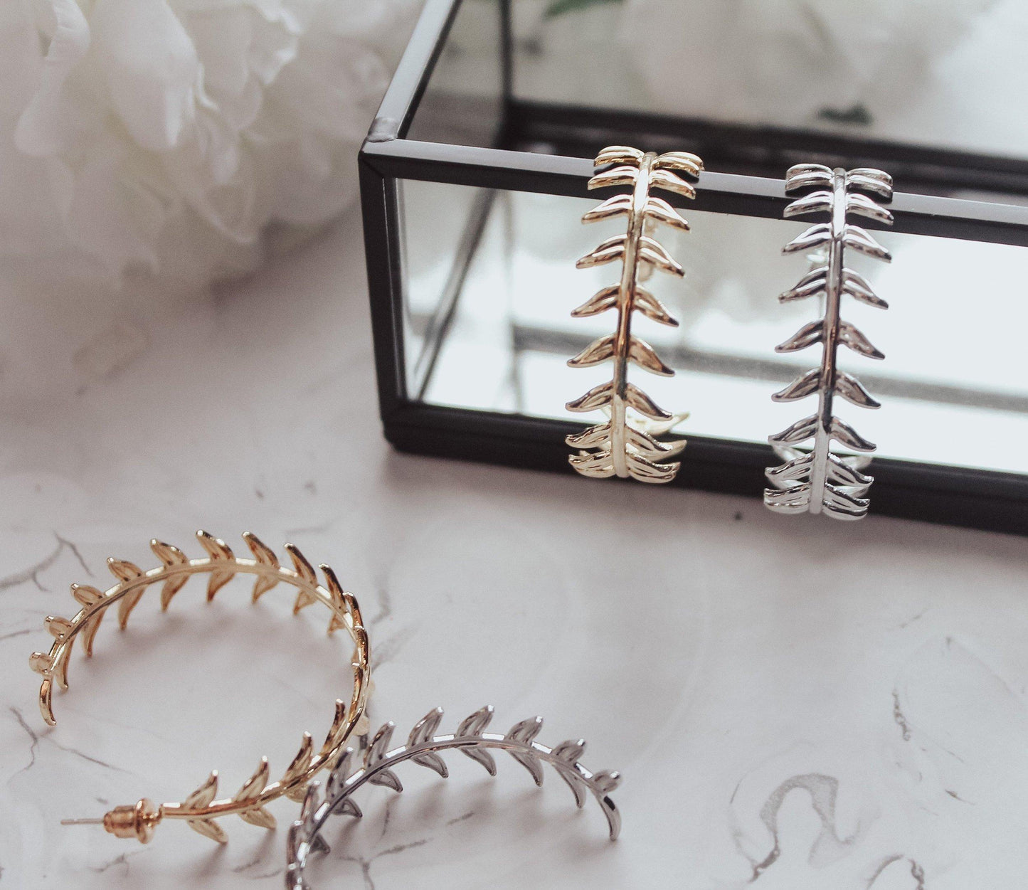 Leaf Vine Hoop Earrings