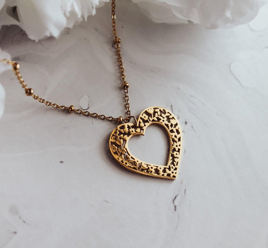 Floral Heart Necklace or Keychain