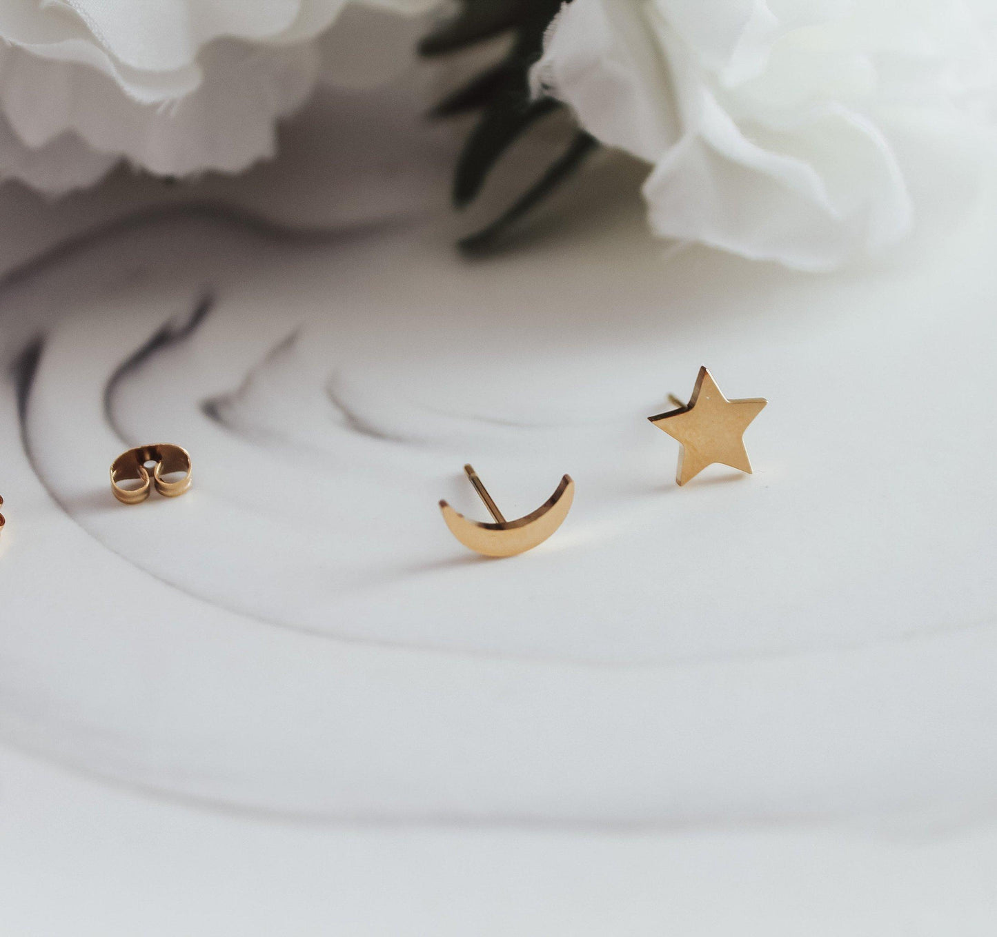 Star & Crescent Moon Stud Earrings