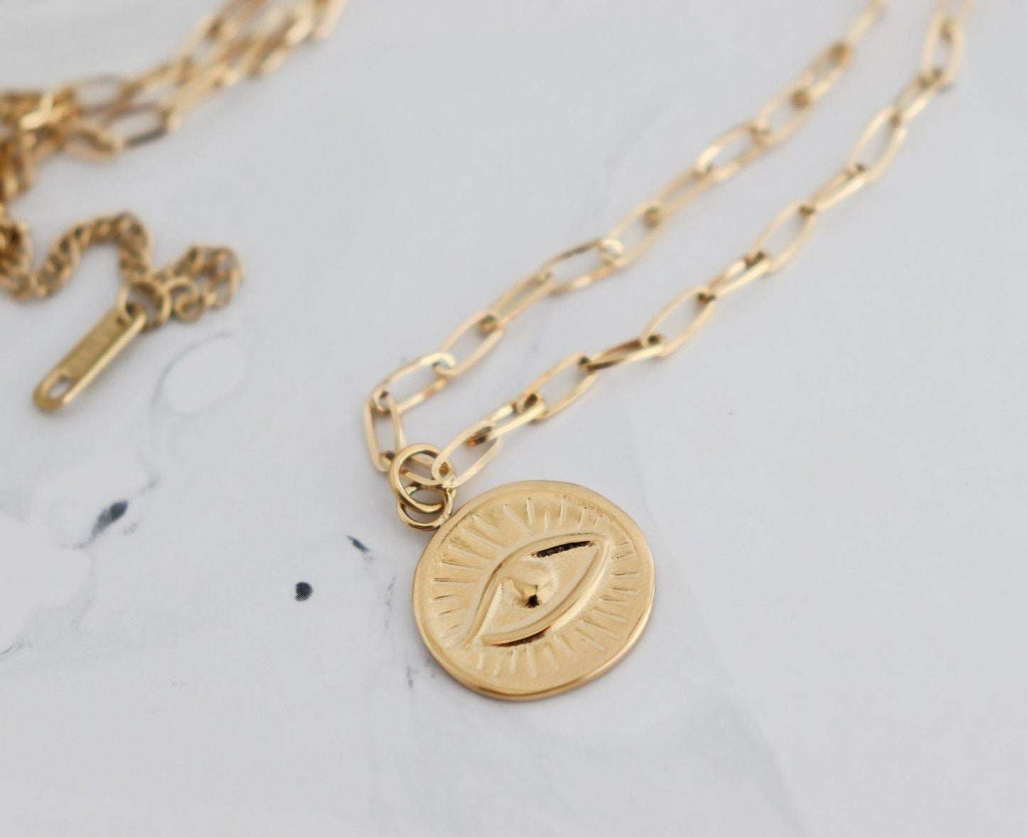 Evil Eye Double-Sided Coin Necklace