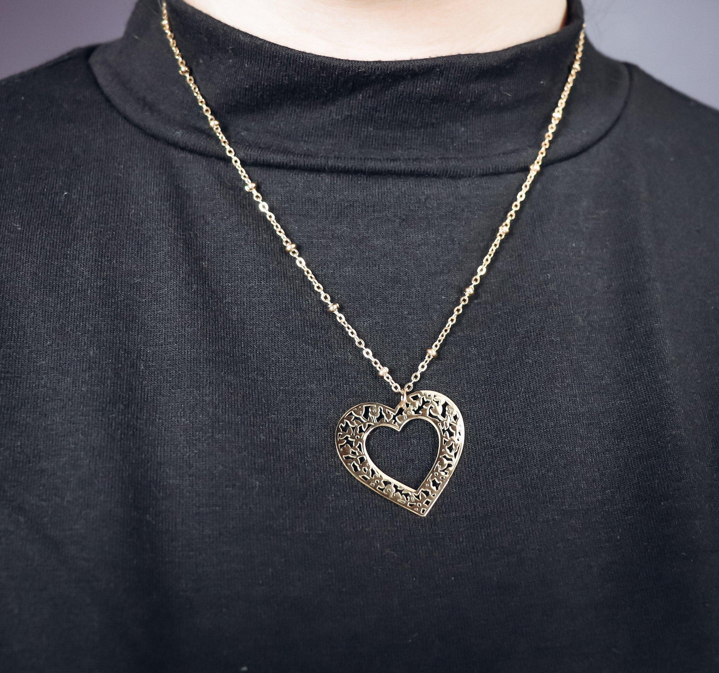 Floral Heart Necklace or Keychain