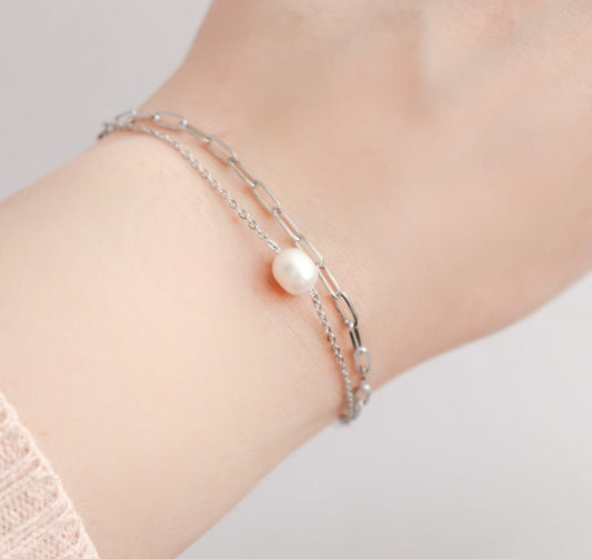 Block Fresh Water Pearl Bracelet