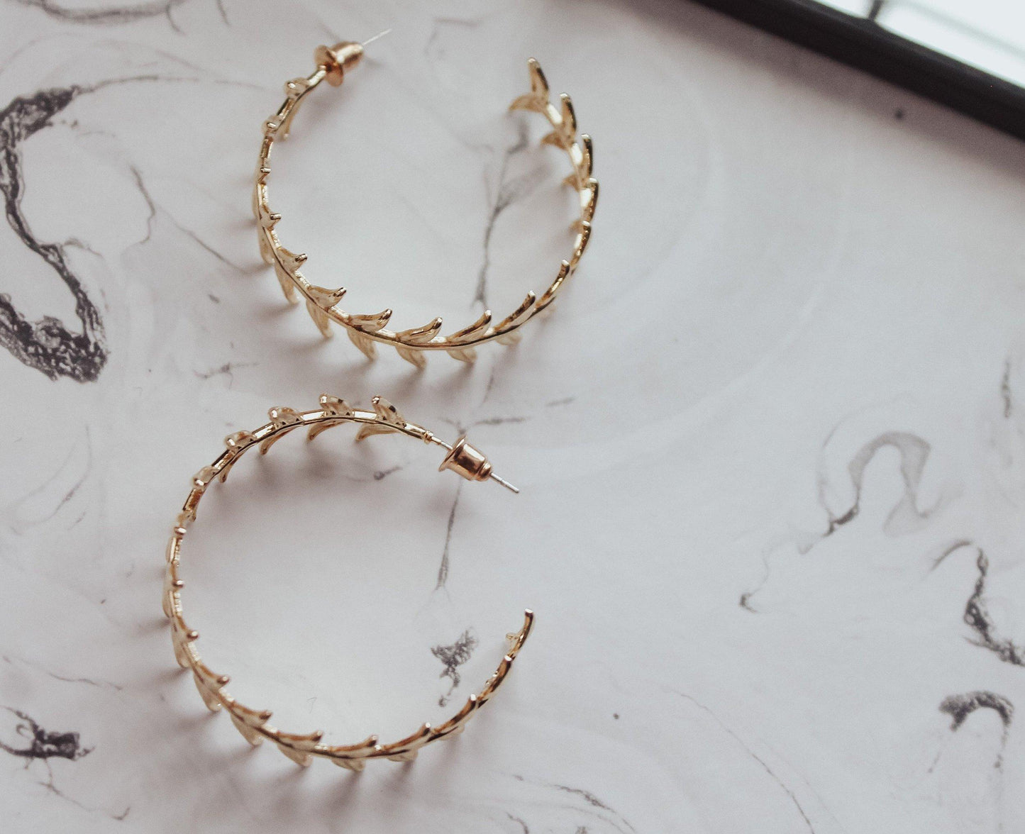 Leaf Vine Hoop Earrings