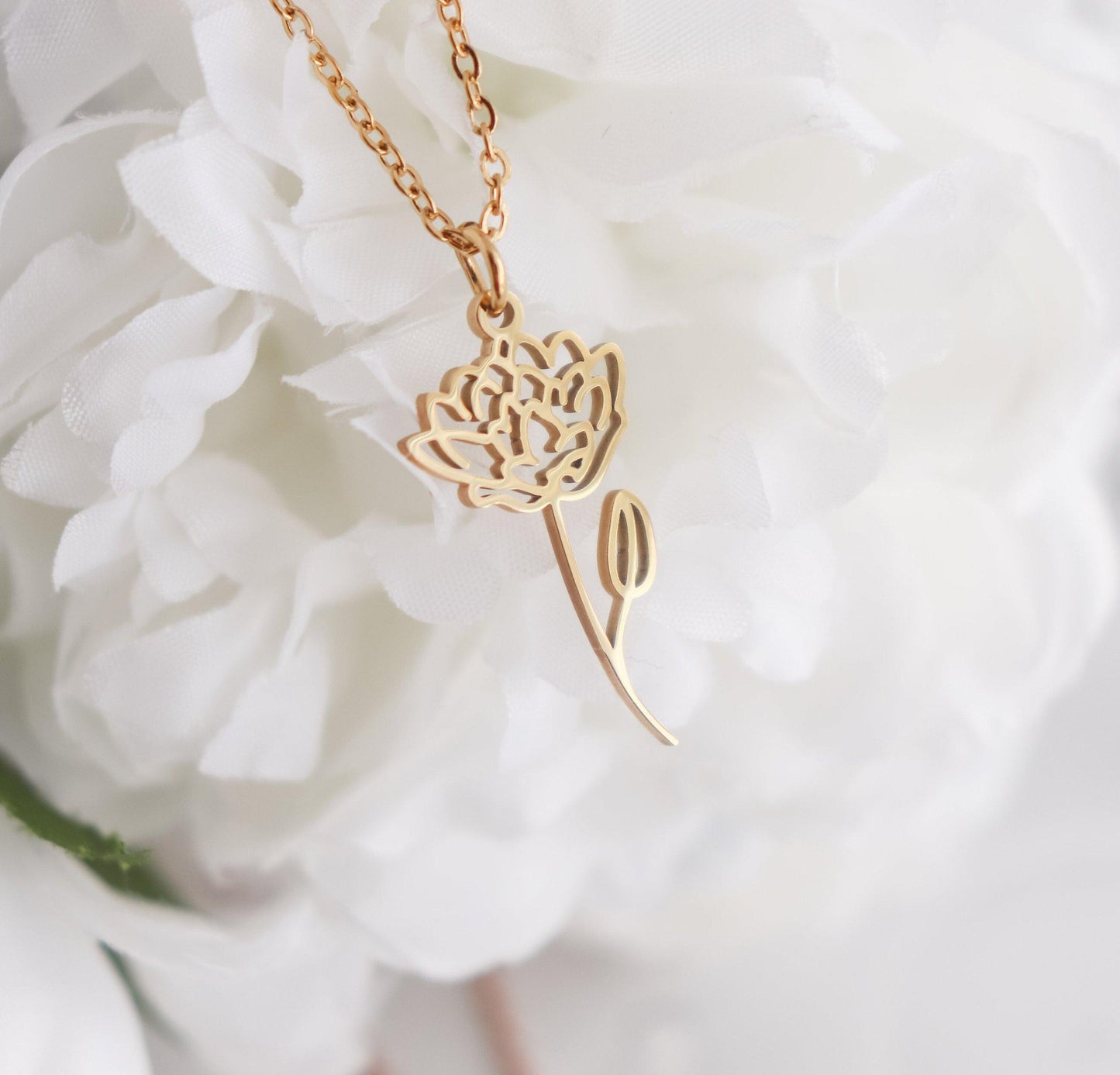 Flower Shape Birth Month Flower Necklace