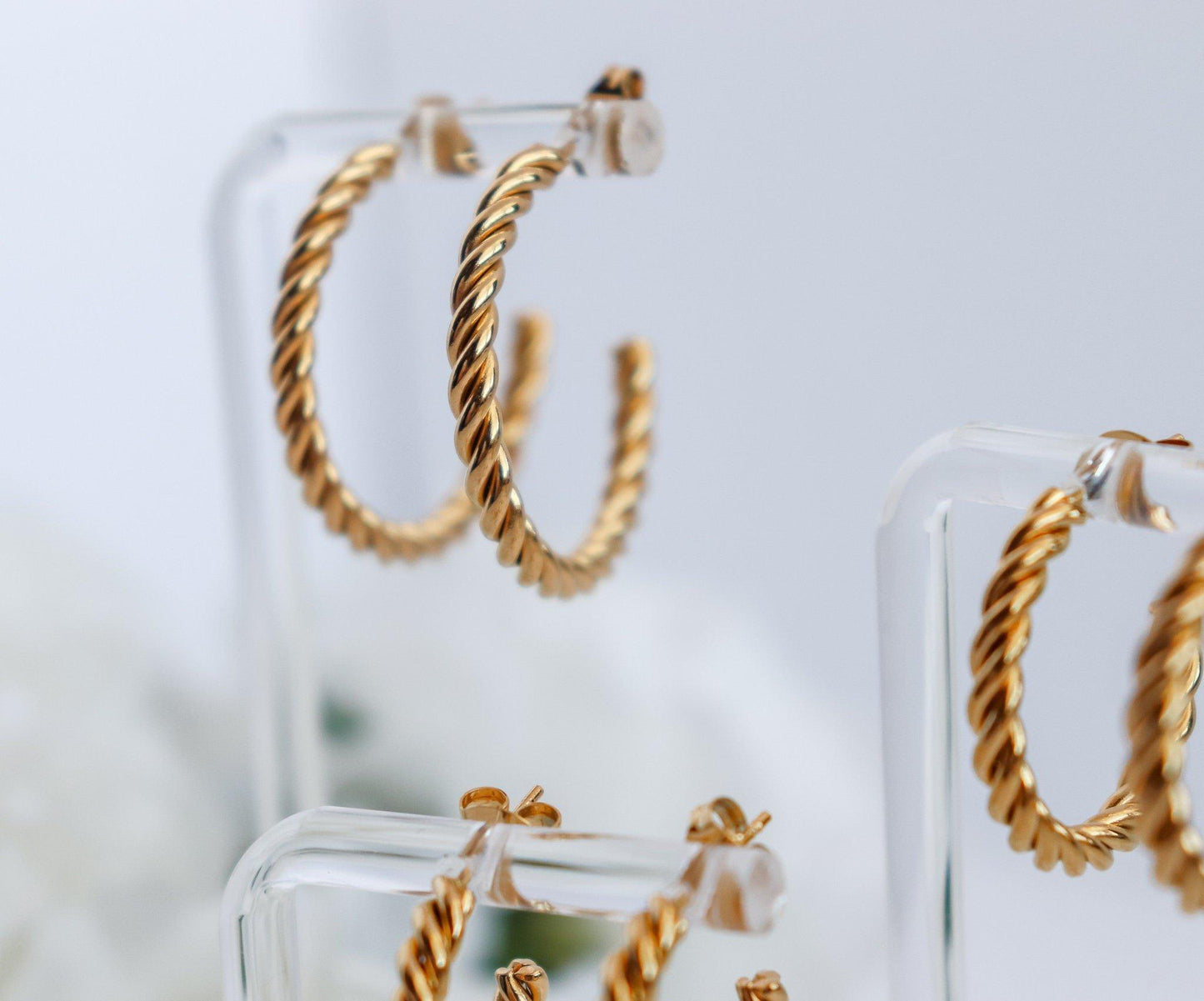 Thin Twisted Hoop Earrings