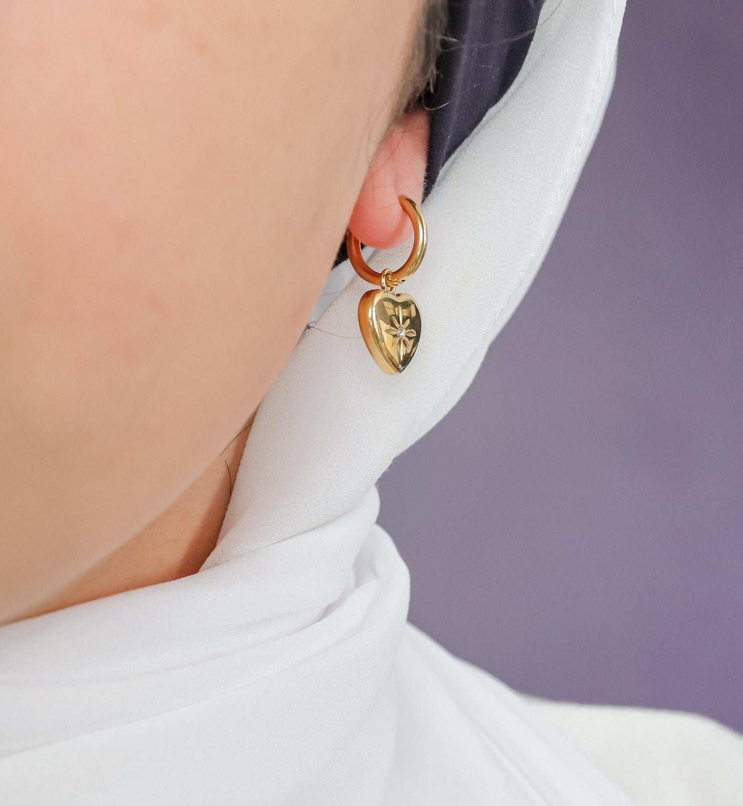 2 in 1 Hoop-Sun Heart Earrings