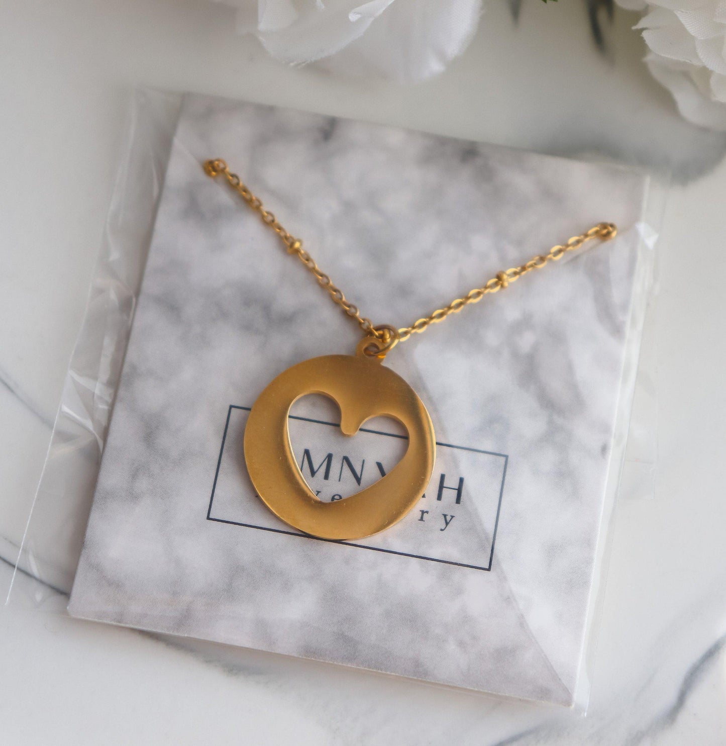 Circle Heart Cutout Necklace