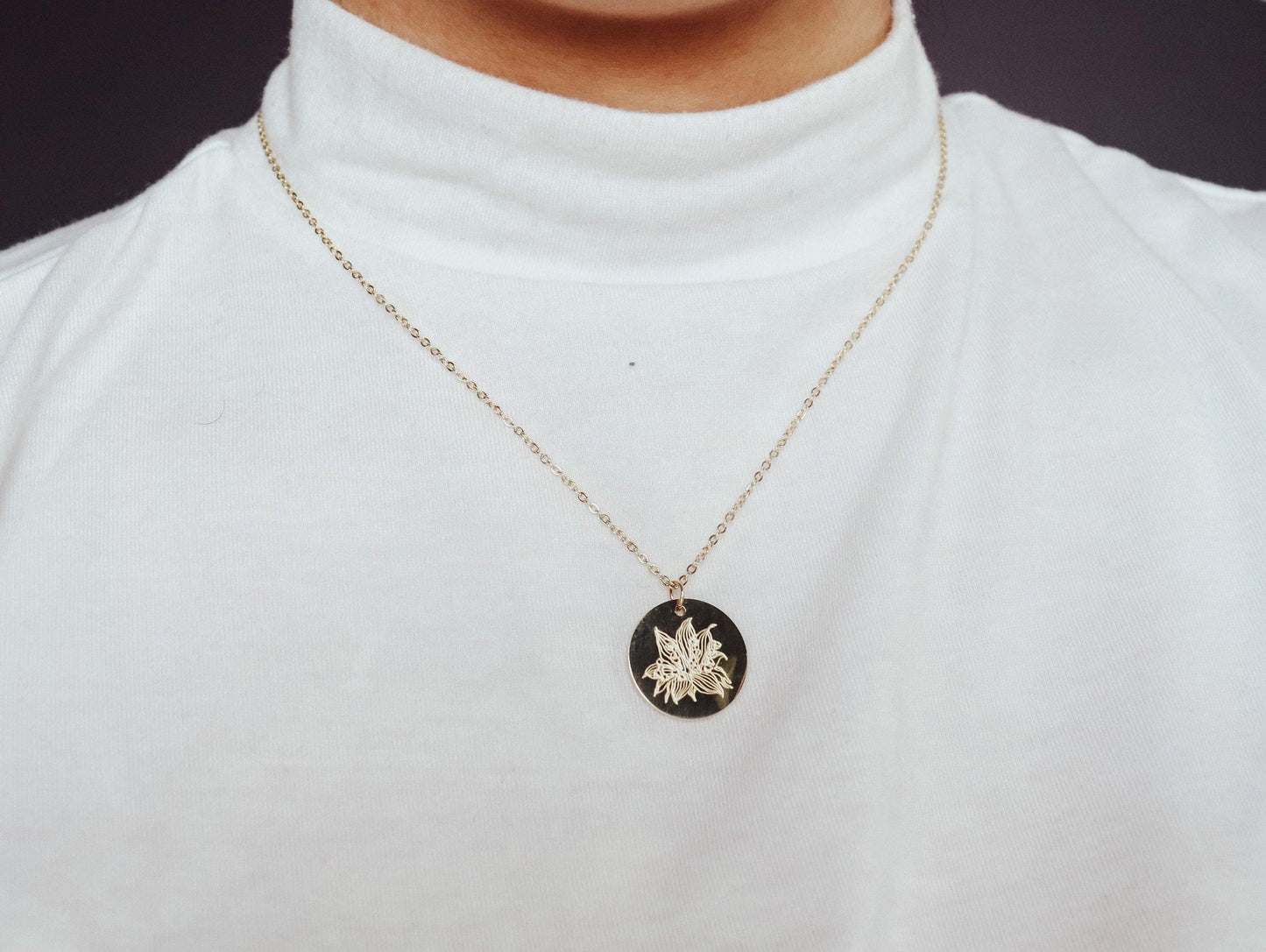 Birth Month Flower Pendant Necklace (Style 1)