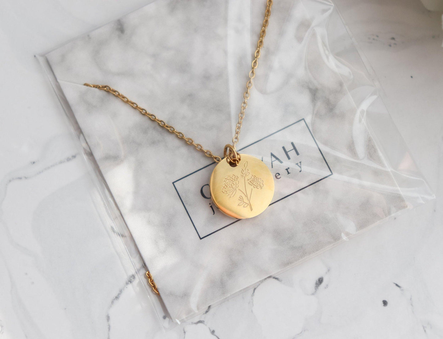Birth Month Flower Pendant Necklace (Style 2)