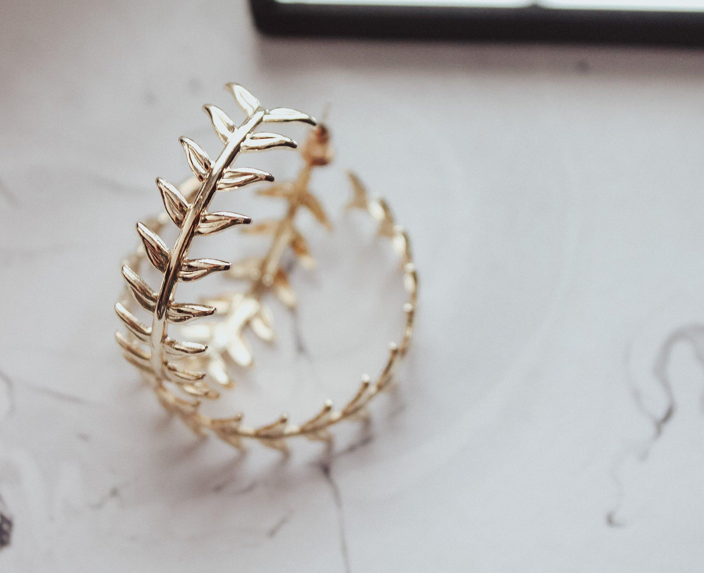 Leaf Vine Hoop Earrings