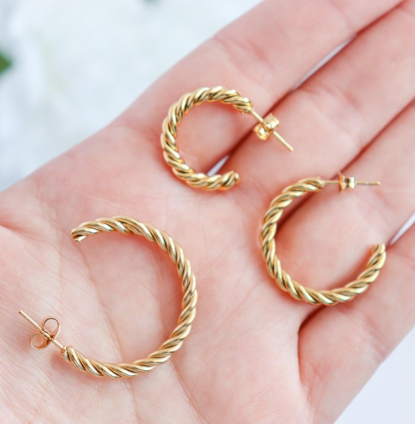 Thin Twisted Hoop Earrings