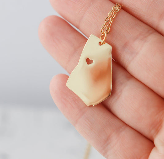 Solid Georgia Map Necklace