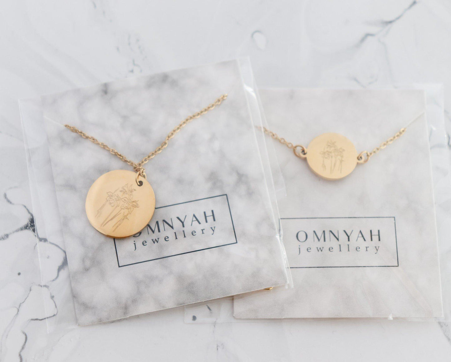 Birth Month Flower Pendant Necklace & Bracelet Set (Style 1)