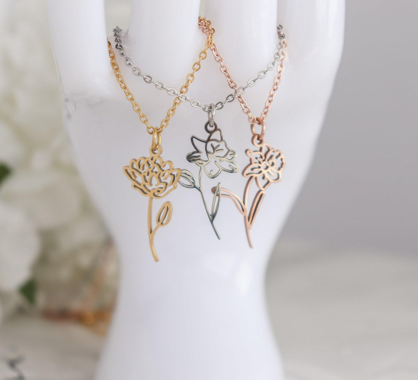 Flower Shape Birth Month Flower Necklace