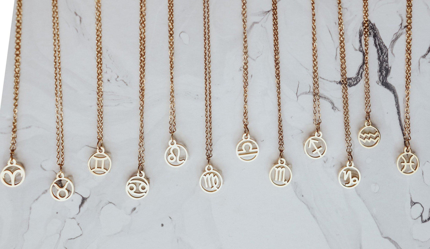 Outline Zodiac Pendant Necklace