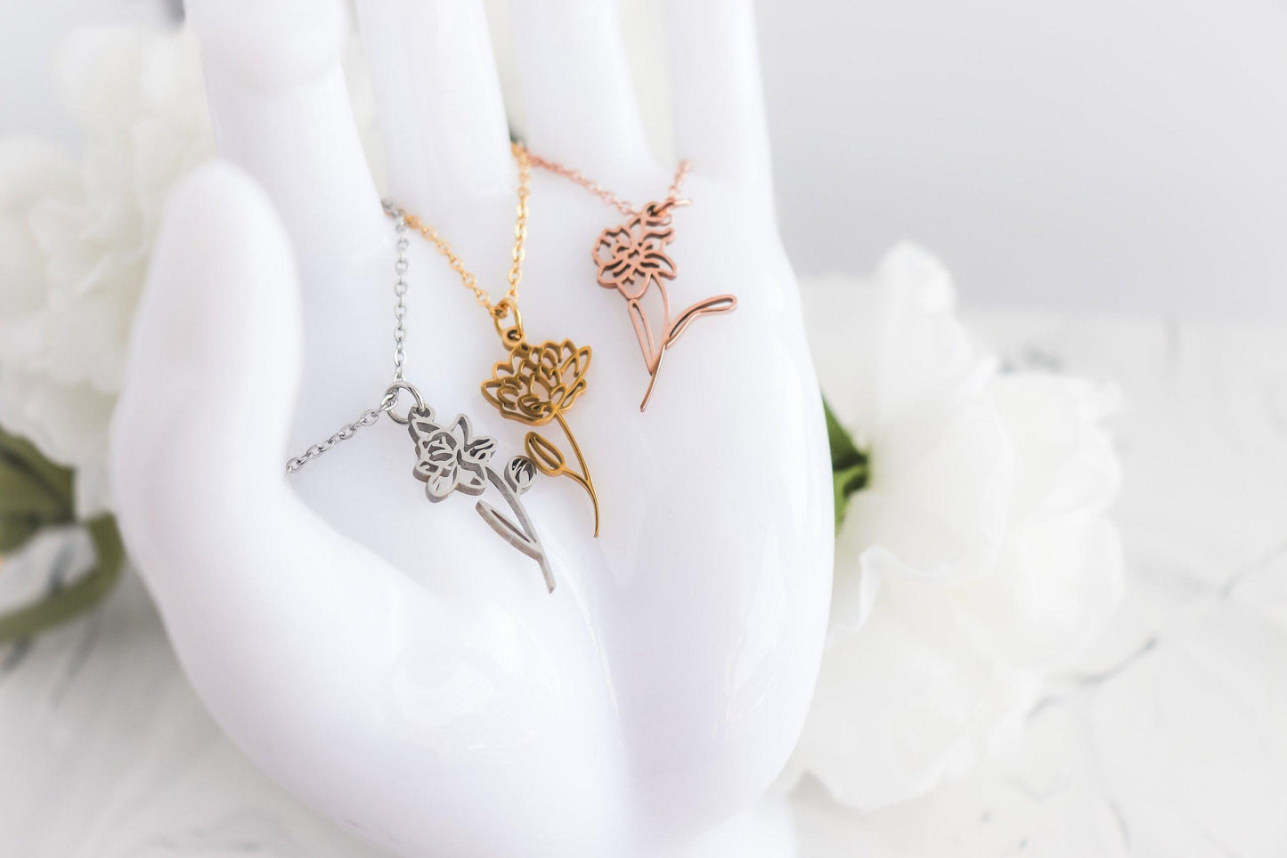Flower Shape Birth Month Flower Necklace