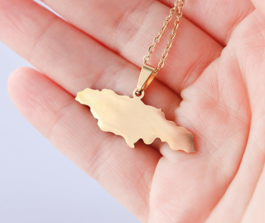 Solid Jamaica Map Necklace