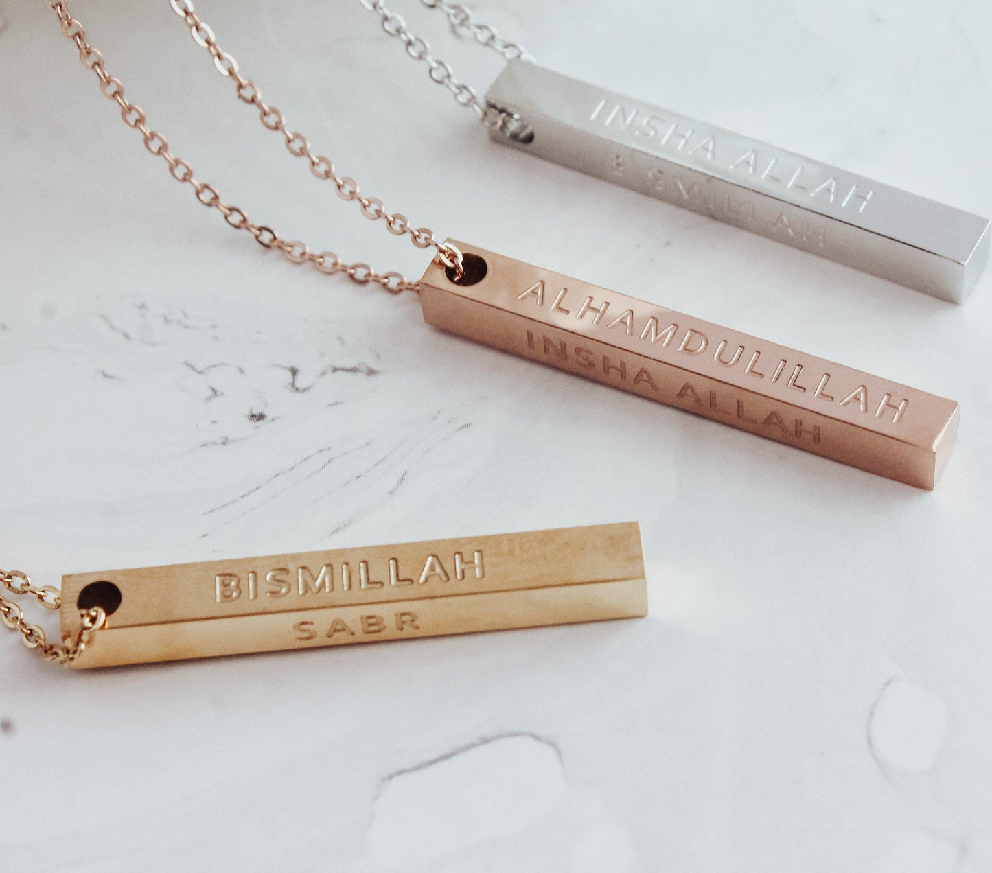 4 Reminders 3D Bar Necklace