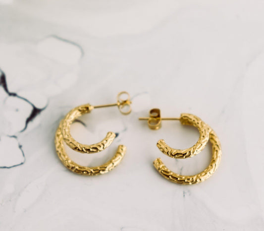Textured Double Hoop Earring