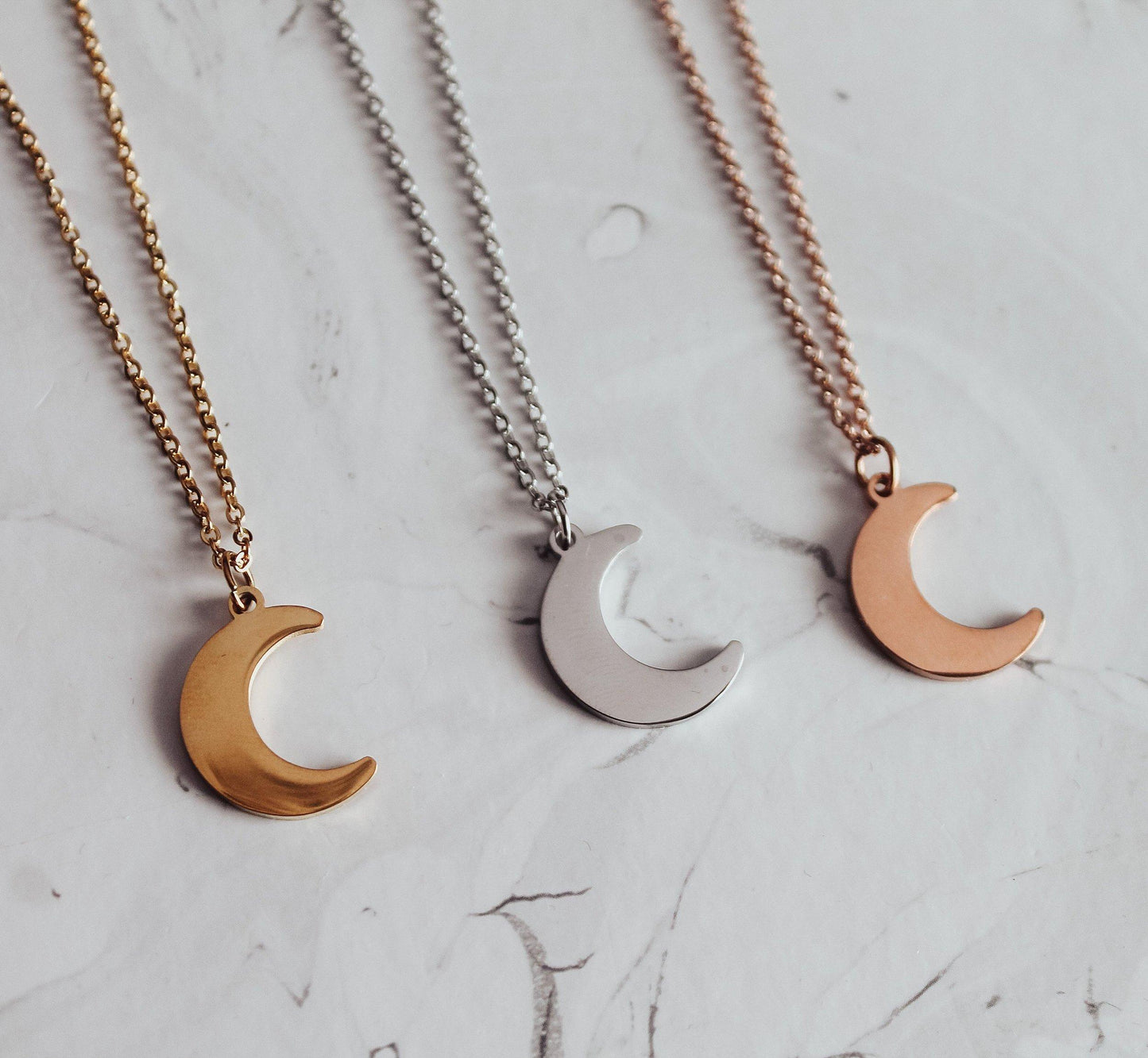 Mini Solid Crescent Moon Necklace