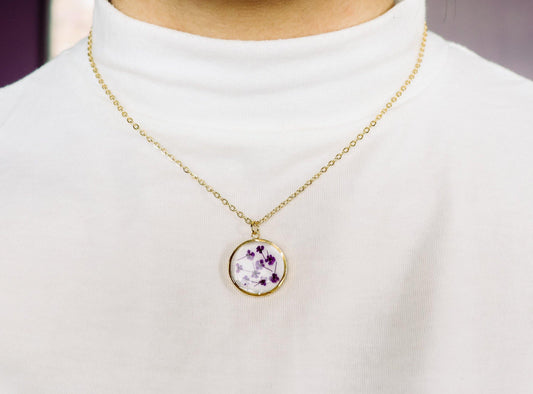 Mini Pressed Birth Month Flower Necklace