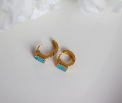 Turquoise Detail Square or Clover Earrings