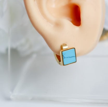 Turquoise Detail Square or Clover Earrings