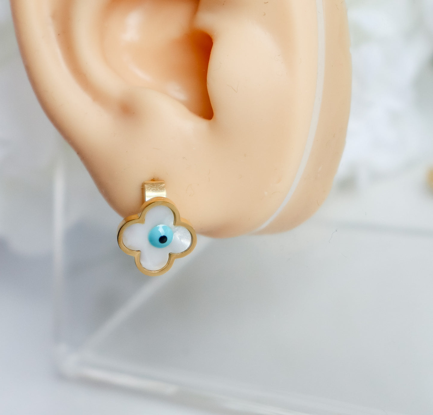 Turquoise Detail Square or Clover Earrings