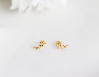 Olive Branch Mini Stud Earrings