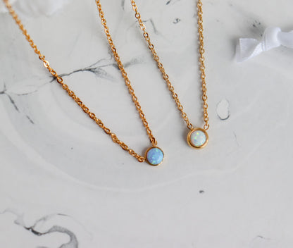 Minimal Opal Pendant Necklace