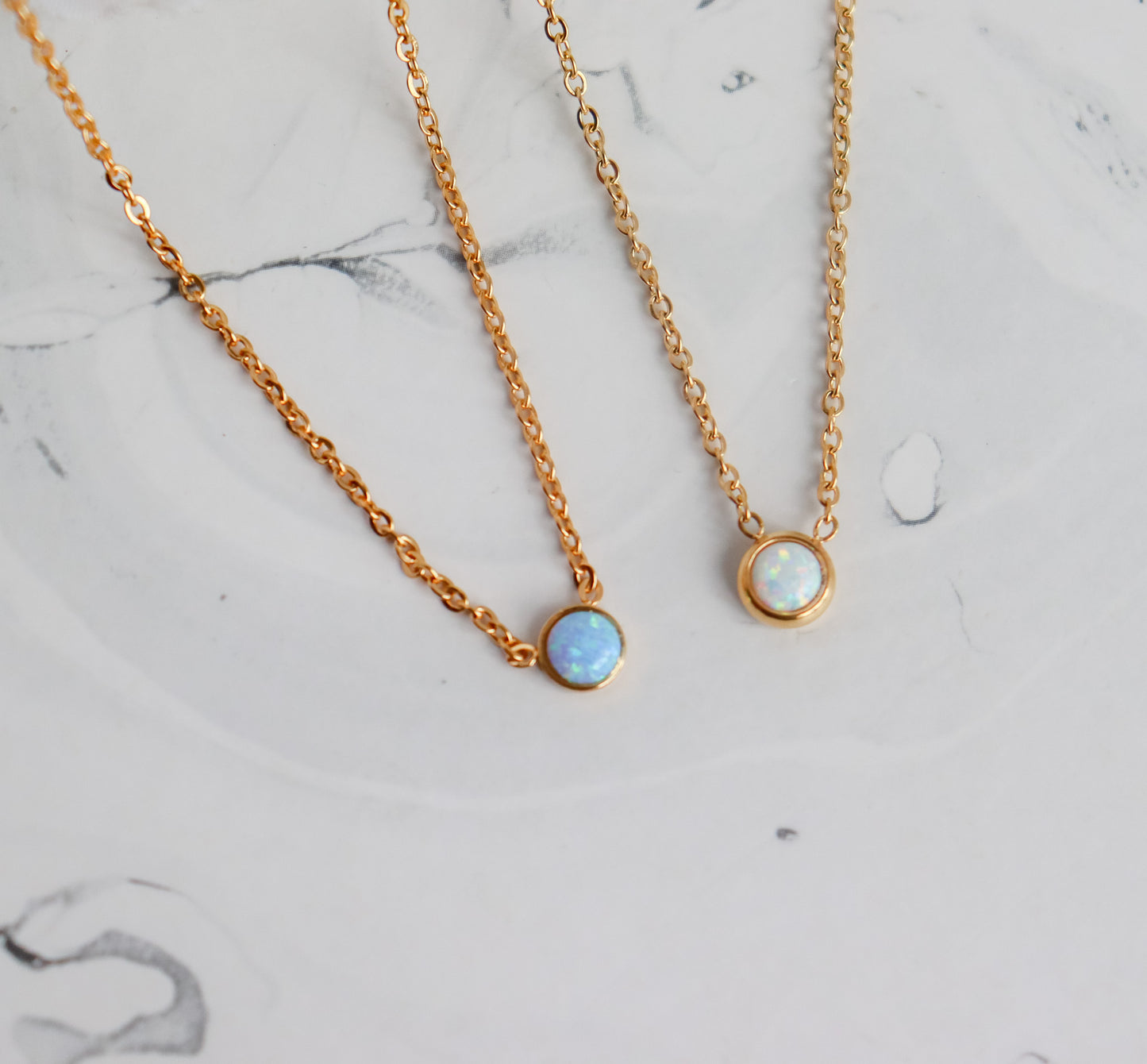 Minimal Opal Pendant Necklace