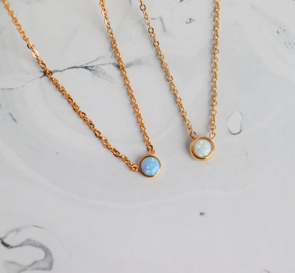 Minimal Opal Pendant Necklace