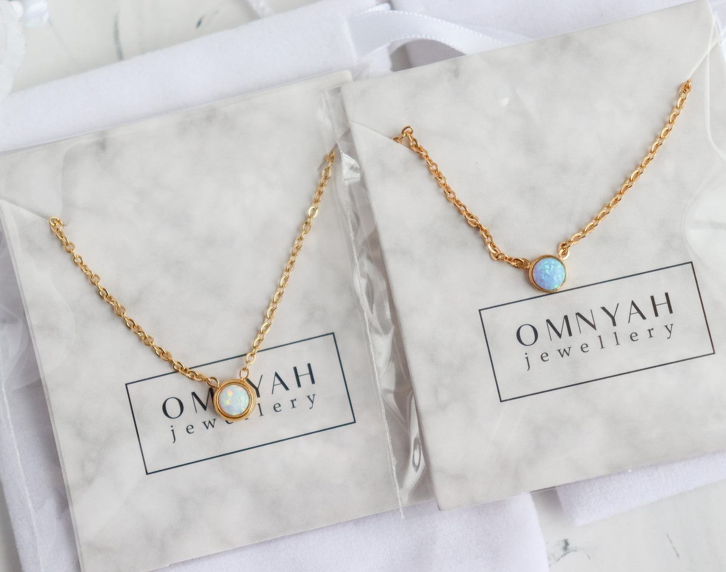 Minimal Opal Pendant Necklace