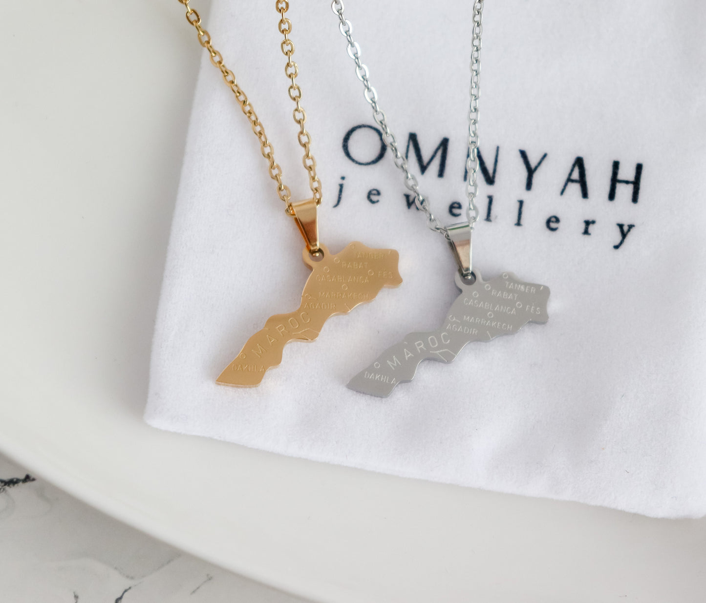 Maroc/Morocco Map Necklace