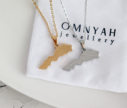 Maroc/Morocco Map Necklace